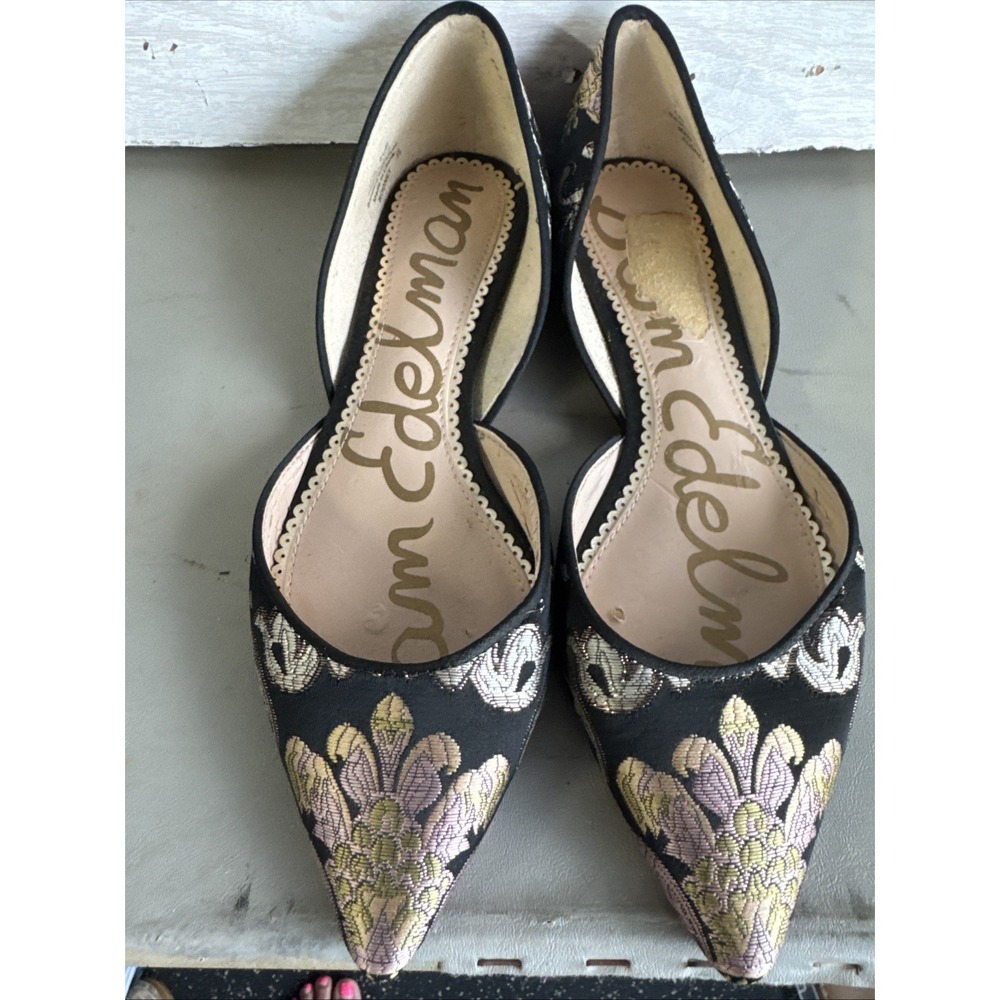 Sam Edelman Rena D'Orsay flats Pointed Toe Floral Embroidered Fabric Sz 7.5 - Picture 2 of 8